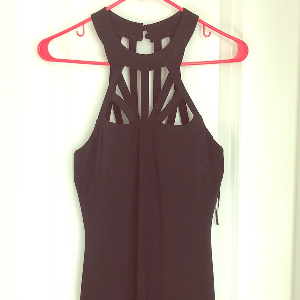 Black long Cashé dress.